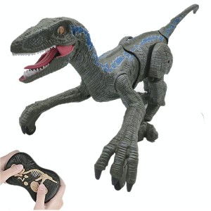 新しい多機能RC 恐竜 電気恐竜 ロボットおもちゃ ラジコンロボットシミュレーション動物モデル 子供のおもちゃ (グレー)