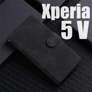 Xperia 5 V 手帳型 ブラック スマホケース