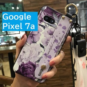 Pixel 7a 紫花ベルト スマホケース