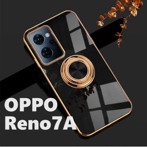 oppo Reno7a　スマホケース　リング付き　ブラック