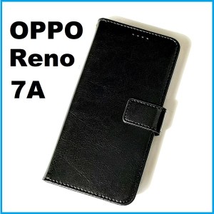 OPPO Reno7 A 手帳型 ブラック スマホケース