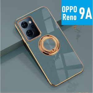 oppo Reno9a　スマホケース　リング付き　グレー