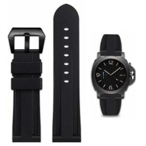 130.PANERAI用 クロコダイル ×ラバー24mm-22mm ブラックアリゲーター