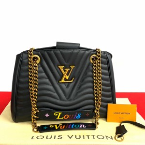 LOUIS VUITTON ルイヴィトン ニューウェーブ チェーントート ロゴ レザー トートバッグ ブラック 84345