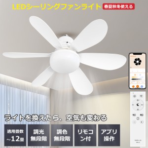 シーリングファンライト リモコン 天井 ファン 調光調色 タイマー ナイトモード オシャレ LED 扇風機 寝室 小型 6枚薄型羽根付き ビーム