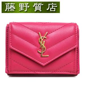 SAINT LAURENT レッド 三つ折り財布 サンローラン SAINT LAURENT 三つ折り財布 レザー レッド