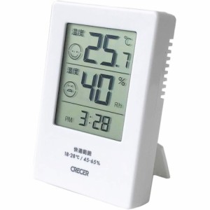 クレセル デジタル時計付き温湿度計 facy CR-2600 W ホワイト （ポスト投函配送 ネコポス）JANコード 4955286809129