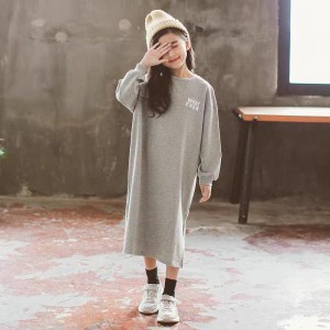 子供服 キッズ ワンピース ロング丈 マキシワンピース 長袖 カットソー ガールズ 女の子 女児 ジュニア 韓国こども服 株式会社錦 プリン
