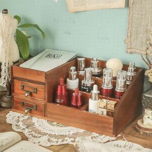 木製蛇腹コスメボックス ミラー 引き出し収納付き 美品 コスメボックス