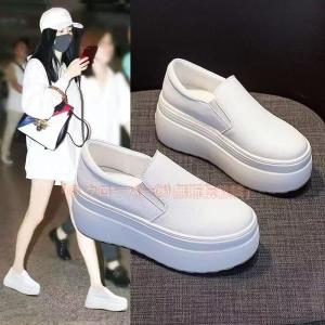 厚底 スニーカー スリッポン 厚底 8cmアップ本革 スリッポン