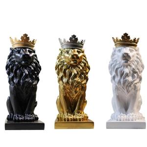 ライオン 野生動物 彫刻品 現代彫刻 置物 オブジェ 飾り物 モダン アート オブジェ インテリア プレゼント 幾何学 モダン アート 樹脂