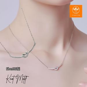 ネックレス 結び目ネックレス 結び目モチーフ ノット ネックレス リバーシブルネックレス レディース シンプル デザインネックレス シル