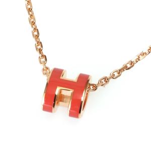 エルメス／HERMES "MINI POP H ・ミニポップアッシュ"ネックレス・PINK GOLD金具(ピンクゴールド×オレンジ) H147992F O02／PINK GOLD*OR
