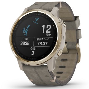 ガーミン GARMIN fenix 6S Sapphire Tundra Light Gold Leather band フェニックス 6S マルチスポーツ GPS スマートウォッチ ウェアラブ