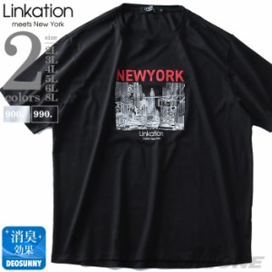 大きいサイズ メンズ LINKATION フォト プリント 半袖 Tシャツ la-t190295