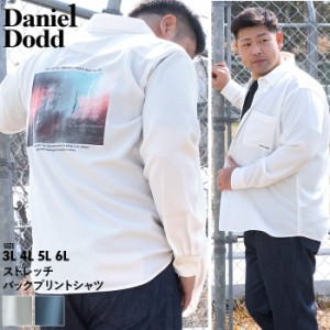 大きいサイズ メンズ DANIEL DODD ストレッチ バックプリント シャツ ポリエステル100% 春夏新作 916-sh2201b