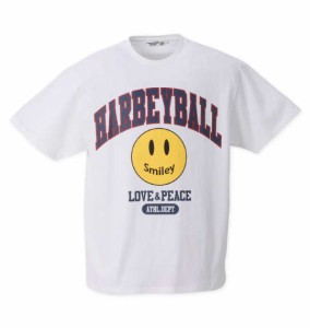 大きいサイズ メンズ SMILEY FACE カレッジスマイル 半袖 Tシャツ ホワイト 1278-2246-1 3L 4L 5L 6L