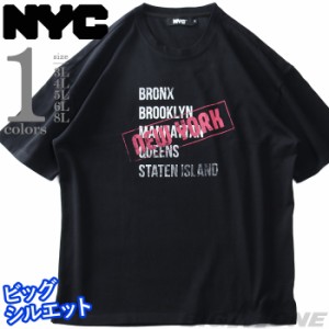 大きいサイズ メンズ NYC プリント 半袖 Tシャツ ビッグシルエット ゆったりサイズ nyc-t220226