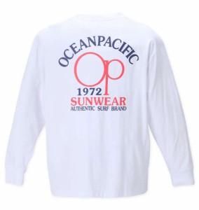 大きいサイズ メンズ OCEAN PACIFIC 天竺 長袖 Tシャツ ホワイト 1278-2655-1 3L 4L 5L 6L 8L