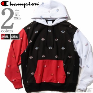 大きいサイズ メンズ Champion チャンピオン 総柄 リバースウィーブ プルオーバー パーカー REVERSE WEAVE HOODIE USA直輸入 s3560p