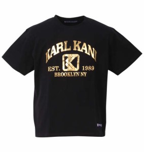 大きいサイズ メンズ KARL KANI 天竺 半袖 Tシャツ ブラック 1278-3266-2 3L 4L 5L 6L 8L