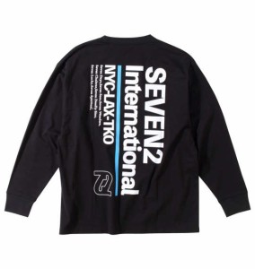 大きいサイズ メンズ SEVEN2 ポケット付 長袖 Tシャツ ブラック 1268-3320-2 3L 4L 5L 6L 8L