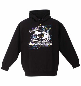 大きいサイズ メンズ b-one-soul DUCK DUDE スプラッシュ プル パーカー ブラック 1258-3326-2 3L 4L 5L 6L