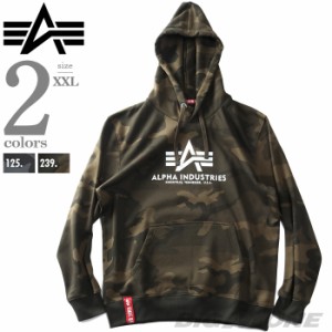 大きいサイズ メンズ ALPHA INDUSTRIES アルファインダストリーズ 迷彩柄 プルオーバー パーカー Basic hoody Camo USA直輸入 178312c