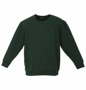 大きいサイズ メンズ POLO BCS 裏毛ワンポイント クルー トレーナー グリーン 1278-3656-3 3L 4L 5L 6L 8L