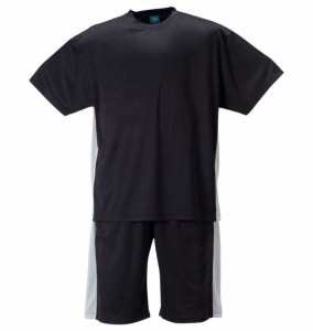 大きいサイズ メンズ COLLINS ハニカムメッシュ脇切替 半袖 Tシャツ + ハーフパンツ セット ブラック × グレー 1258-4249-2 3L 4L 5L 6L