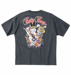 大きいサイズ メンズ BETTY BOOP 天竺プリント 半袖 Tシャツ チャコール 1278-4565-1 3L 4L 5L 6L 8L