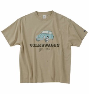 大きいサイズ メンズ VOLKSWAGEN 天竺 半袖 Tシャツ ベージュ 1268-4200-1 3L 4L 5L 6L 8L