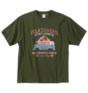 大きいサイズ メンズ VOLKSWAGEN 天竺 半袖 Tシャツ カーキ 1268-4201-1 3L 4L 5L 6L 8L