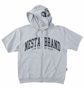 大きいサイズ メンズ NESTA BRAND ミニ裏毛 半袖 フルジップ パーカー ミックスグレー 1278-4502-1 3L 4L 5L 6L 8L