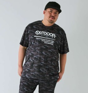 大きいサイズ メンズ OUTDOOR PRODUCTS DRY メッシュ カモフラ柄 半袖 Tシャツ ブラック系 1258-4221-2 3L 4L 5L 6L 7L 8L