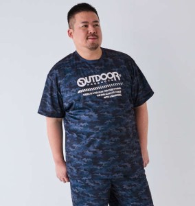 大きいサイズ メンズ OUTDOOR PRODUCTS DRY メッシュ カモフラ柄 半袖 Tシャツ ネイビー系 1258-4221-3 3L 4L 5L 6L 7L 8L