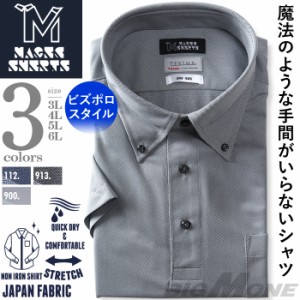 【2点購入で10,980円（税込）】 大きいサイズ メンズ MAGIC SHIRTS × TEXIMA ノーアイロン 半袖 ニット ビズポロシャツ ワイシャツ 吸水