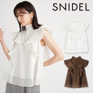 【早割SALE15%OFF】スナイデル SNIDEL 22秋冬 Sustainableノースリフリルオーガンシースルーブラウス レディース トップス ブラウス ノー