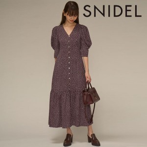 【早割SALE10%OFF】スナイデル SNIDEL セール 22秋冬 Sustainableパフスリーブバリエプリントワンピース レディース ワンピース 半袖 五