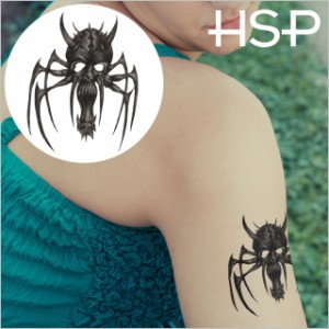 ハロウィン 【￥390】タトゥーシール グレー スパイダースカル 1【星 文字 蝶 ハート 羽 Halloween TATTOO 】【ワンポイントタイプ】