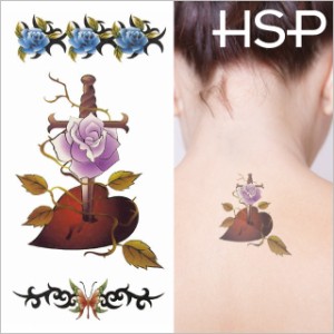 ハロウィン 【¥493】タトゥーシール スタックインハート&ローズ【Halloween TATTOO 】