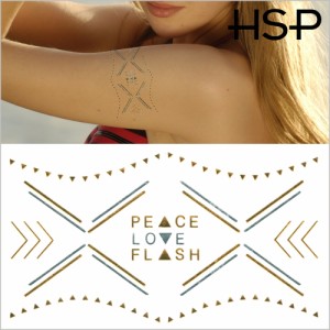 ハロウィン タトゥーシール ゴールド＆シルバー 2枚セット PEACE LOVE FLASH【Halloween TATTOO 】