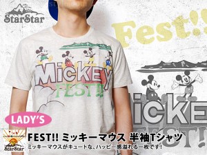 StarStar/レディース◆FEST!! ミッキーマウス 半袖Tシャツ/和柄