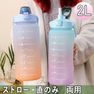 水筒 おしゃれ 2リットル 洗いやすい マグボトル 大容量 ワンタッチ ストロー 直のみ 2L プロティーン グラデーション プラスチック ボト