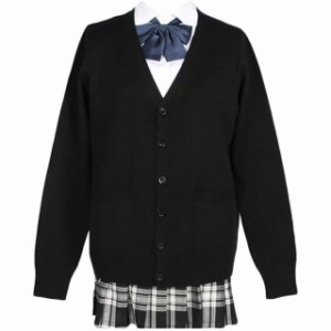 スクールカーディガン 女子 制服 JK ニット カーディガン 綿100％ 学生 厚手 無地 Vネック ゆったり 通学 事務用 シンプル 可愛い 男女兼