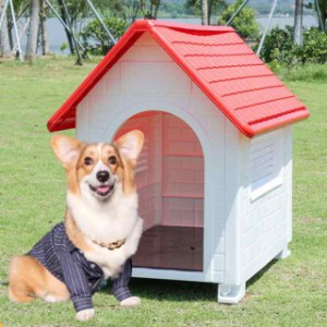 犬小屋 犬 ハウス 通気性 耐候性 4シーズン 屋外用 ペットハウス 防水 プラスチック 室内 ケージ 猫用品 組み立て型 犬ハウス 小型犬 ハ