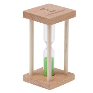 正方形の木製の砂時計砂時計サンドタイマーキッチン時計1分緑