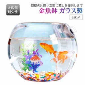 35cm 金魚鉢 ガラス製 透明 丸 鉢 和風 可愛い ミニ水槽 おしゃれ 多機能 観葉植物を入れて 万能ガラス容器 大容量 金魚 ベタ メダカ ア