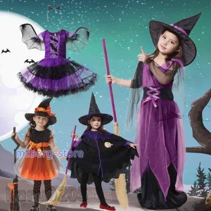 ハロウィン衣装 ワンピース お化け デビル 帽子付き キッズ 子供コスプレ 魔女 ウィッチ 女の子 魔法使い コスチューム仮装 孫 ギフト 学