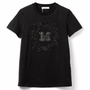 マックスマーラ MAX MARA Tシャツ ELMO  刺繍ロゴ 半袖 クルーネック ショートスリーブ ラインストーン 2024年春夏新作 2411941011 0001